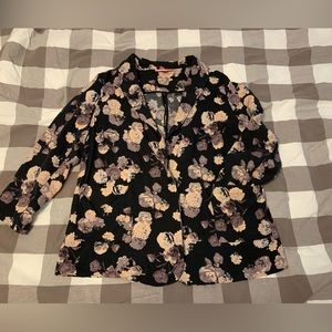 Woman Within lightweight black & purple floral blazer | 18W